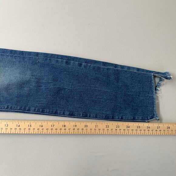 Mother Women Jeans 24 Blue Denim The Stunner Two Step Fray Runaway Train 27" - Picture 8 of 11